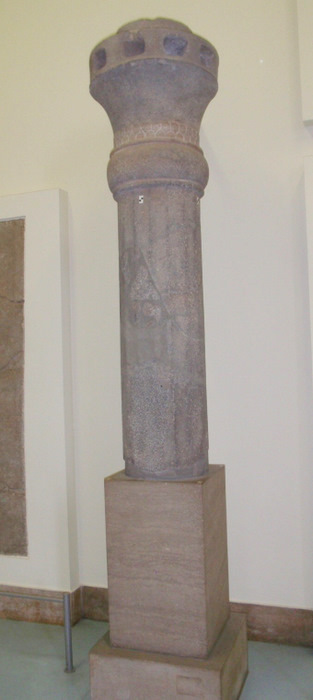 stone column with build beam support.